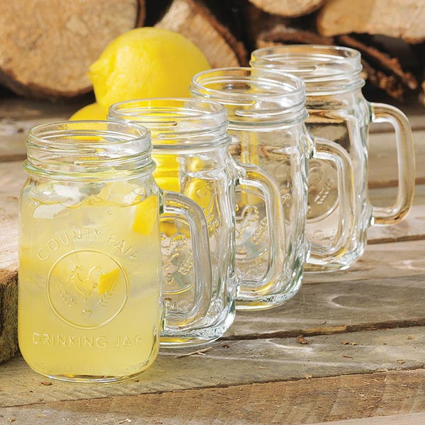 Libbey County Fair Glass Drinking Jars, 16.5-ounce, Set of 12, Set