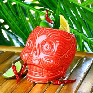 Mexican Day of the Dead Skull Mug Red 17.6oz / 500ml