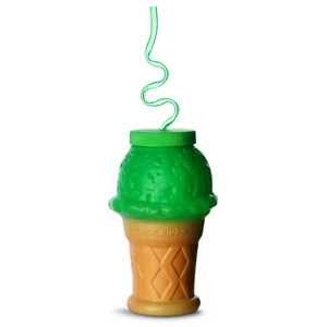 Plastic Ice Cream Cone Shaped Cup with Krazy Straw 17.6oz / 500ml