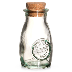 Authentic Recycled Glass Spice Bottle With Cork Lid 35oz 100ml Single