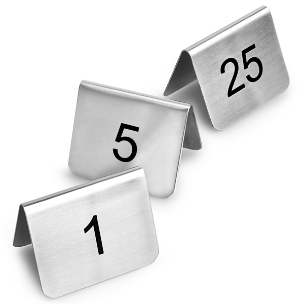Stainless Steel Tent Style Table Numbers Set 1-25