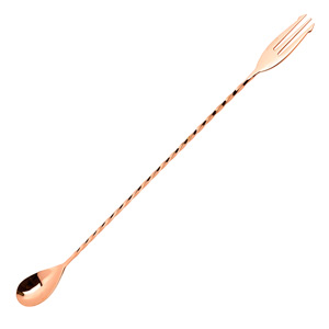 Copper Bar Spoon With Fork 32cm