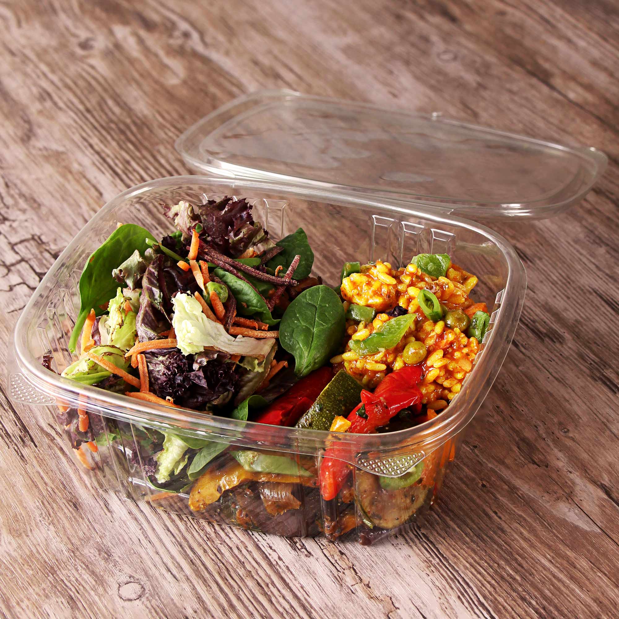 Salad Packaging, paper salad containers, plastic salad boxes, hinged salad  containers