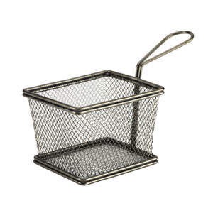 Genware Mini Presentation Fry Basket Black 12.5 x 10 x 8.5cm