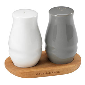 Cole & Mason Ceramic & Wood Salt and Pepper Shaker Set
