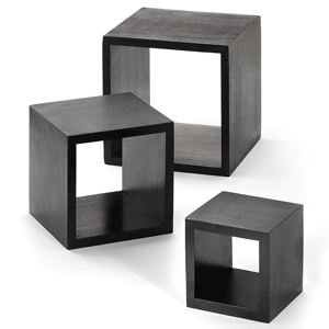 3 Piece Black Wood Riser Set