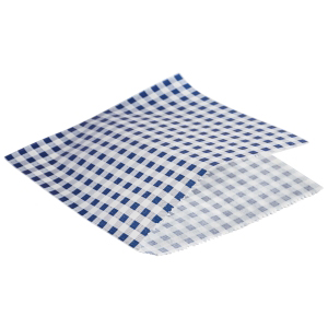 Genware Blue Gingham Print Greaseproof Paper Bags 17.5cm