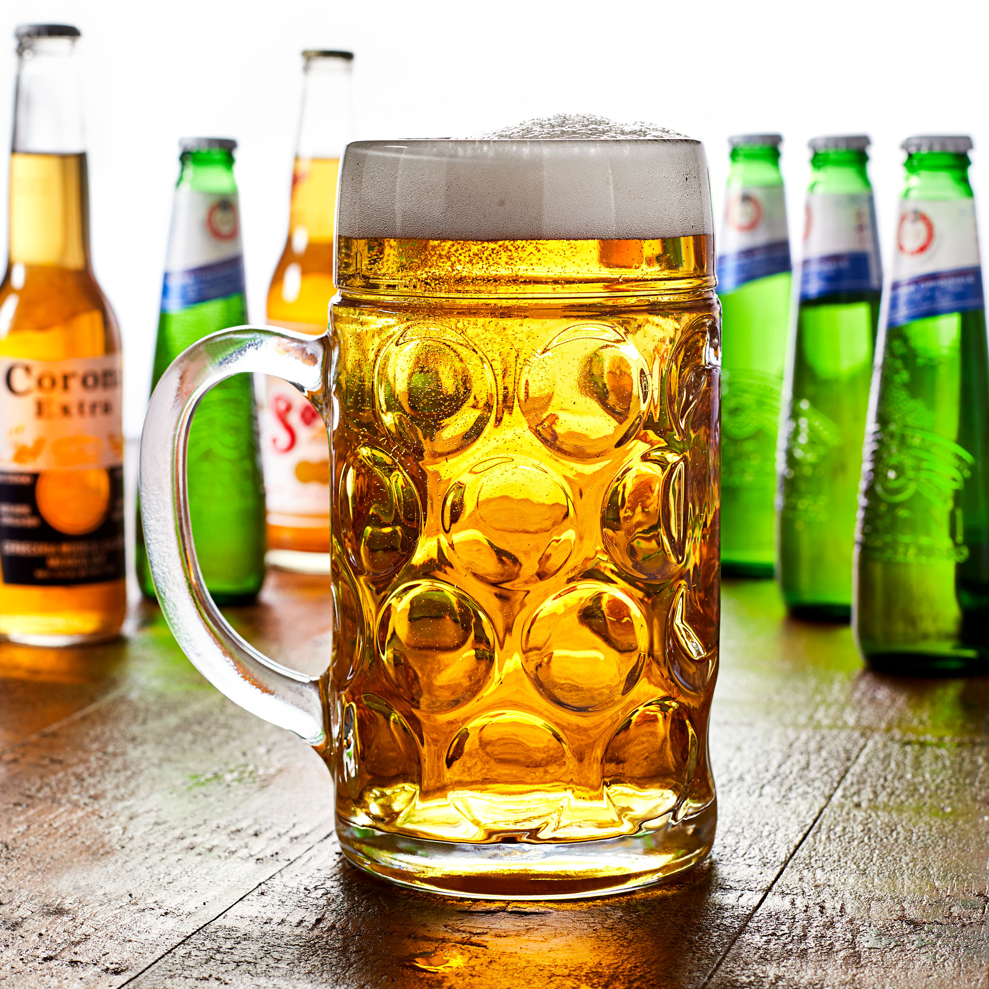 German Beer Steins 500ml x 6 Glass Beer Tankards Handled Beer Mugs ...