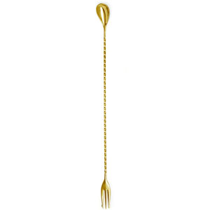Triple Spear Gold Plated Mixing Spoon 15.7 inch / 40cm