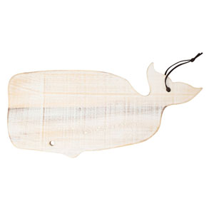 Rustic White Ocean Whale Board with Leather Tie