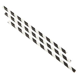 Black & White Stripe Paper Straws 7.8inch