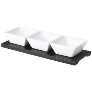 Black Wood Dip Tray Set with 3 Trays 27cm x 10cm