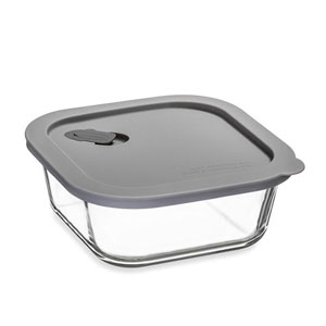 ClickClack Cook+ Square Heatproof Glass Container Grey 0.8ltr