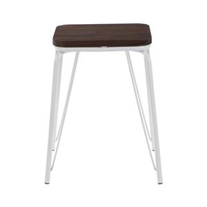 District White Metal & Elm Small Wood Stool