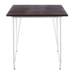 District White Metal & Elm Wood Table