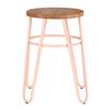 District Pink Metal & Elm Wood Hairpin Stool