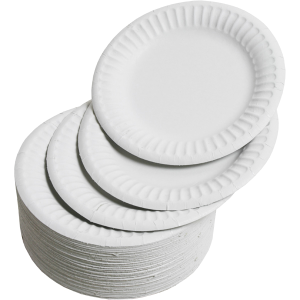 grey paper plates and napkins