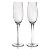 BarCraft Set of 2 Handmade Ribbed Champagne Flutes