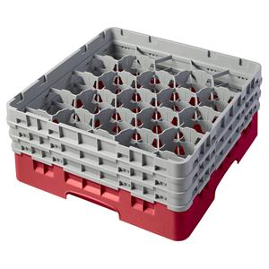 20 Compartment Glass Rack with 3 Extenders H174mm - Red