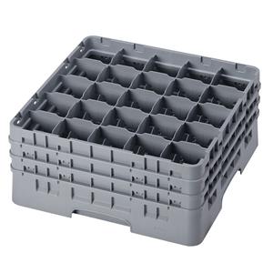 25 Compartment Glass Rack with 3 Extenders H196mm - Grey