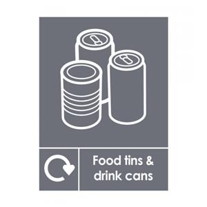 Food Tins & Drink Cans Recycling Sticker 200 x 150mm