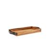 GenWare Acacia Wood Serving Tray with Metal Handles 32.5 x 17.5cm