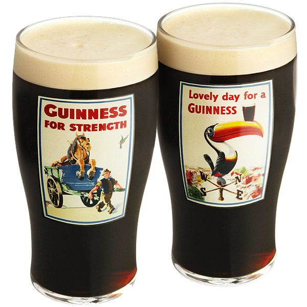Set Of 2 Guinness Pint 20oz 568ml Beer Glasses. Free Delivery