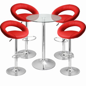 Leather Crescent and Vetro Table Set Red