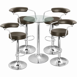 Zenith Bar Stool and Vetro Table Set Brown