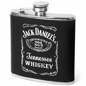 Jack Daniel's Black Leather Flask 6oz / 170ml