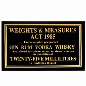 25ml Weights & Measures Act Sign