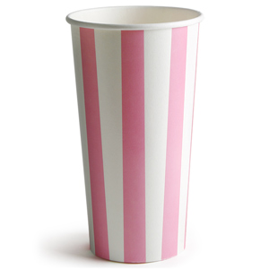 Pink Striped Milkshake Paper Cups 16oz / 450ml