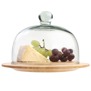 The Gift Range Hevea Cheese Board with Glass Dome Small