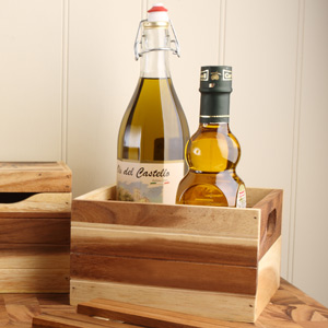 Acacia Storage & Display Crate with Four Compartments