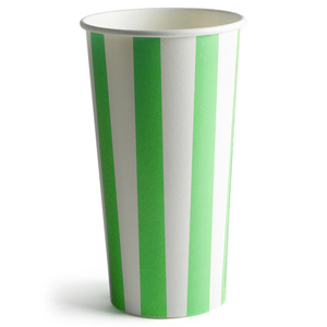 Green Striped Milkshake Paper Cups 16oz 450ml Case Of 1000