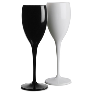 Polycarbonate Champagne Flutes Black & White Set 6oz / 170ml
