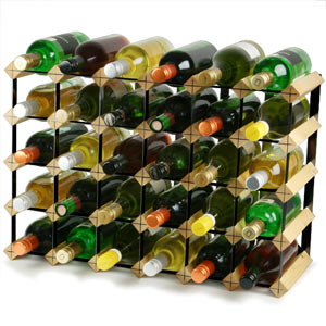 Traditional Wooden Wine Rack - Pine and Black Steel