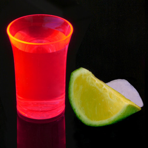 Econ Neon Red Polystyrene Shot Glasses CE 1.25oz / 35ml