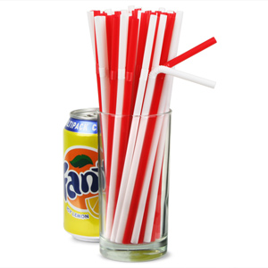 Bendy Drinking Straws 8.5inch Red & White