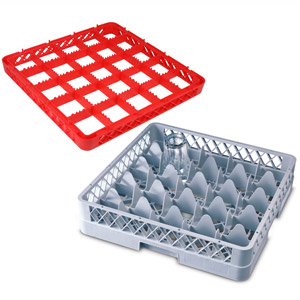 25 Compartment Glass Rack with 3 Extenders