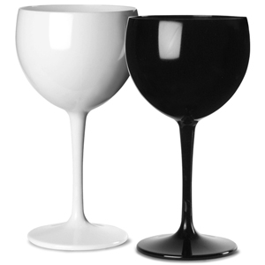 Polycarbonate Balloon Wine Glasses Black & White Set 12.3oz / 350ml