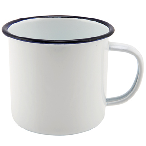 Blue Rim Enamel Mug White 12.5oz / 360ml