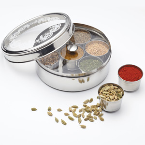 World of Flavours Indian Stainless Steel Masala Dabba Spice Box